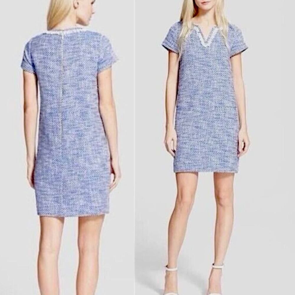 KATE SPADE Tweed Sheath Mini Dress Blue Career Office Cocktail Classic Preppy 4 - Picture 10 of 11